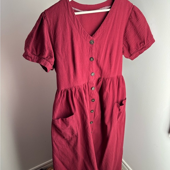 Red Button-Up Dress - Picture 1 of 2